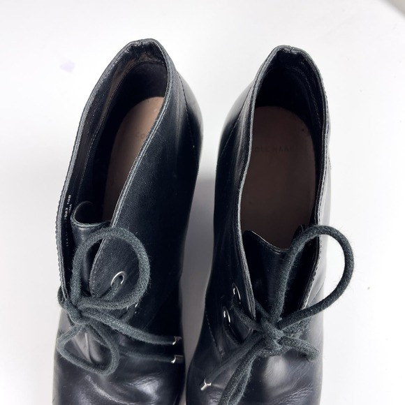 Cole Haan Womens 10 B Wedge Leather Lace Up Ankle Booties Boots Black - Picture 7 of 12